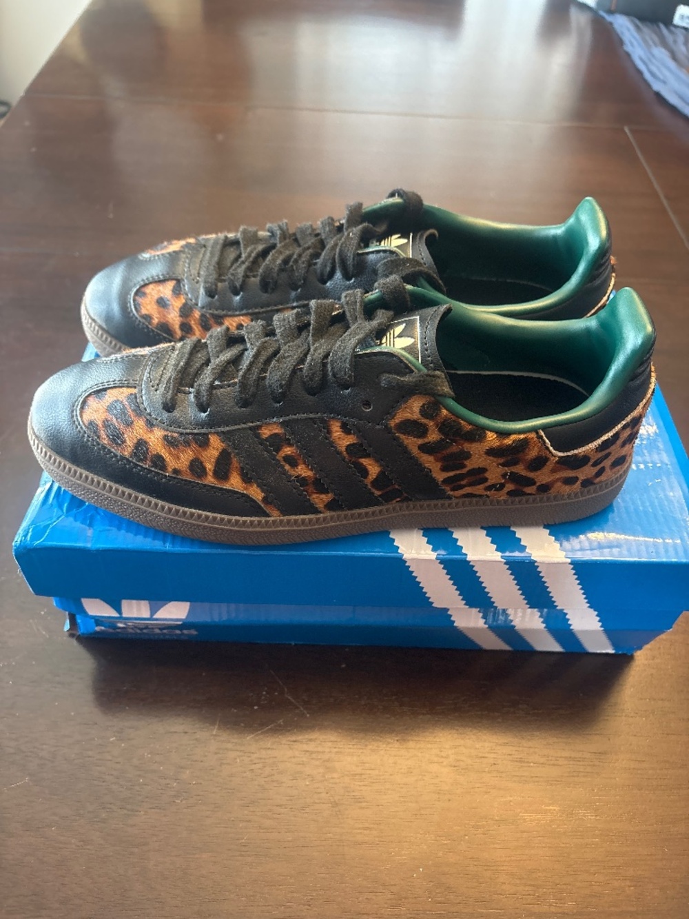 Adidas Women's Samba OG Black Green Leopard Sneakers - Picture 3 of 7